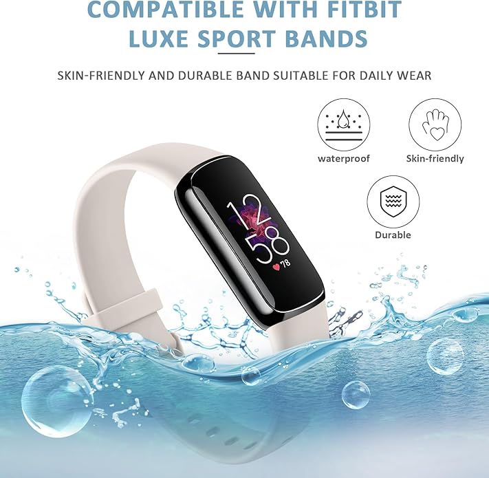 AK Sport Band Compatible with Fitbit Luxe Bands for Women Men, Soft Silicone Replacement Sport Straps Wristbands for Fitbit Luxe Fitness and Wellness Tracker