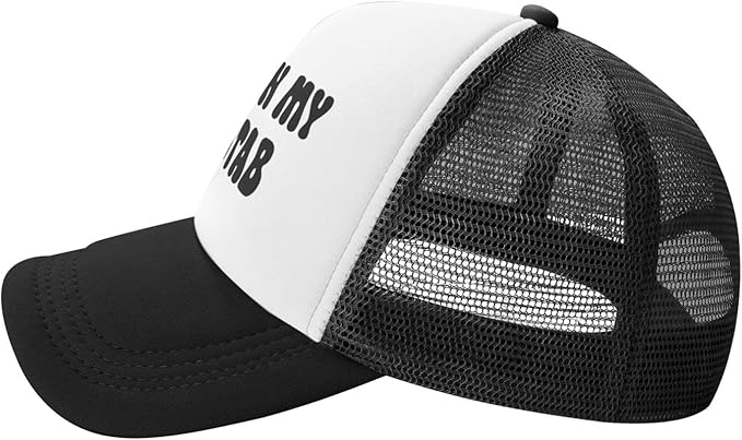 Put It On My Husband's Tab Drinking Trucker Hat - Funny Pink Trucker Hat for Women and Men