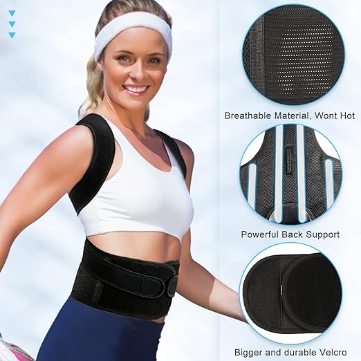 PAZAPO Posture Corrector for Men&Women - Back Brace for Lumbar Support and Upright - Breathable Back Straightener Corrector Posture Improve Neck,Shoulder Pain Relieve,(Large(33-37 Inch))