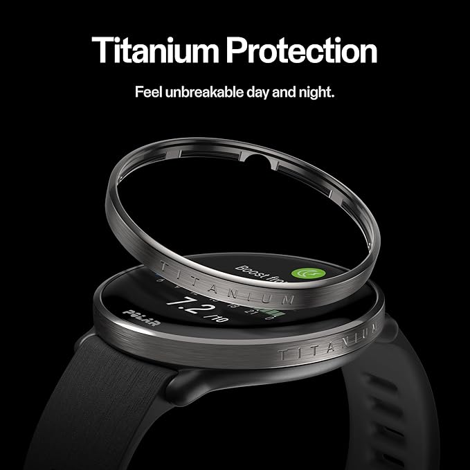 POLAR Ignite 3 Series Titanium Fitness Tracking Smartwatch with AMOLED Display, GPS, Heart Rate Monitoring, Sleep Analysis, and Real-Time Voice Guidance; S-L, for Men or Women, Black Titanium