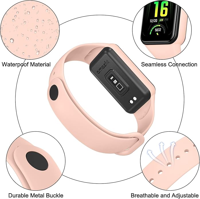 Amzpas TPU Bands for Amazfit Band 7 Fitness & Health Tracker, 3 Pack Soft Breathable Wristband, Adjustable Replacement Sportt Strap for Women Men