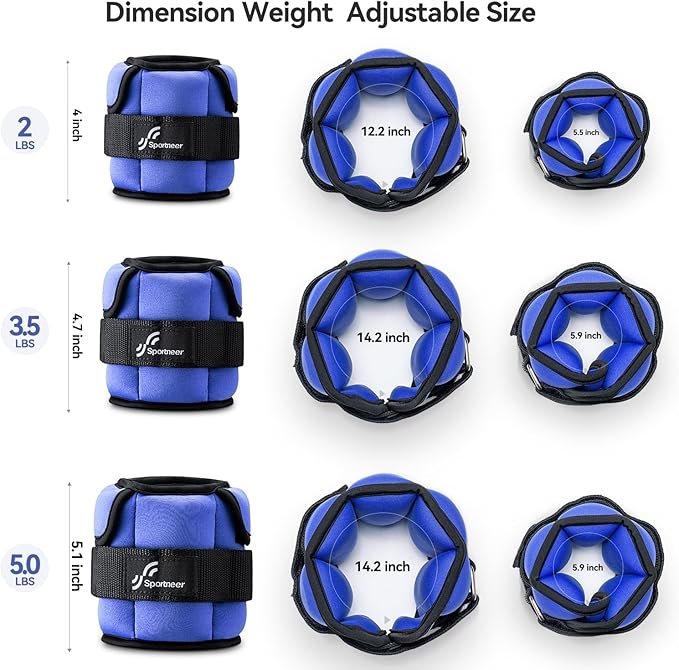 Sportneer Adjustable Ankle Weights for Women and Men:1 1 2 2 3 3 4 4 6 6 7 7 8 8 10 10 lbs