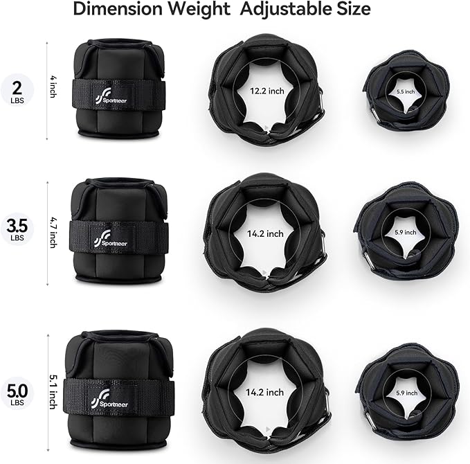 Sportneer Adjustable Ankle Weights for Women and Men:1 1 2 2 3 3 4 4 6 6 7 7 8 8 10 10 lbs