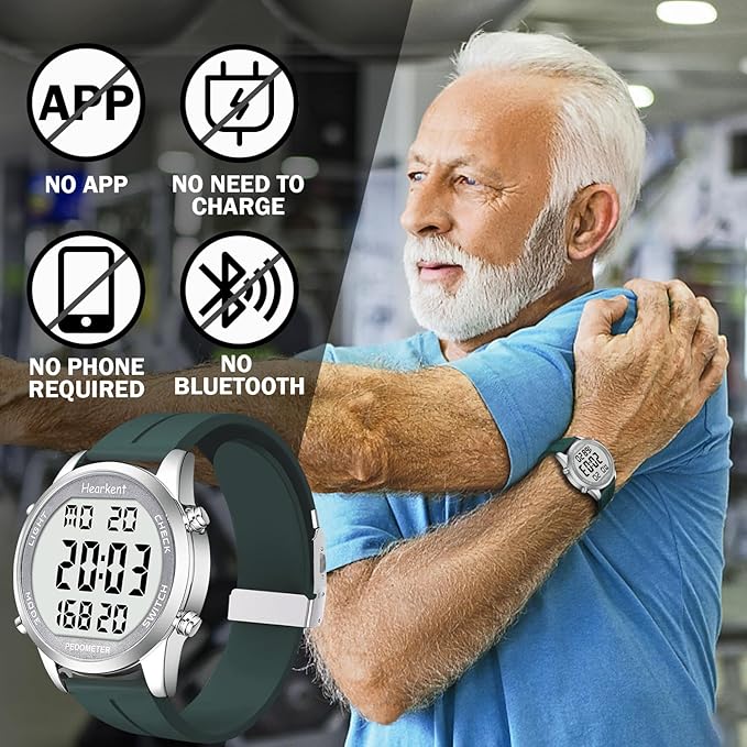Pedometer Watch for Walking for Senior No App Required with Steps Calories Counter and LCD Large Numbers