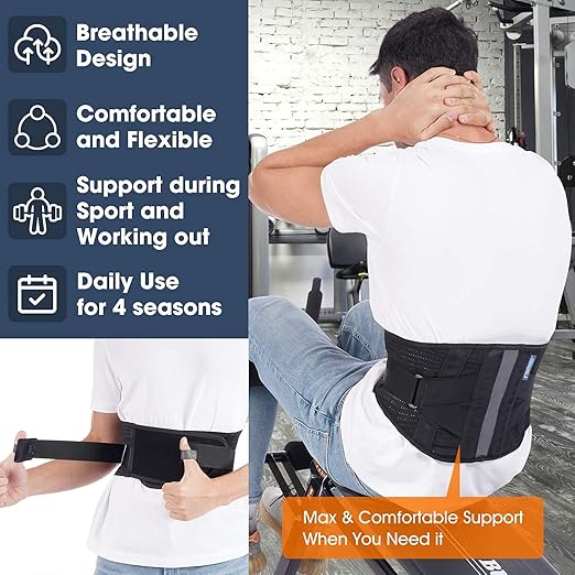 Back Brace Back Support Belt,Flexible Lumbar Support Lower Back Brace for Pain Relief, Back Support Brace for Lifting at Work, Scoliosis Pain Relief Brace XXXL Fits Waist Size 45”-51”