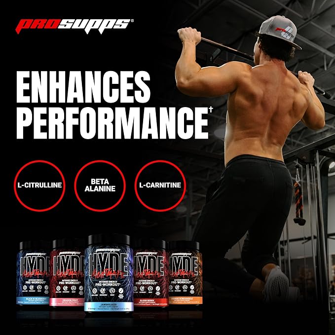 PROSUPPS Mr. Hyde Nightmare Pre Workout Powder with Caffeine & Beta Alanine - Preworkout for Intense Energy, Mental Focus & Performance - Gym & Fitness Supplements (Dragon Fruit, 30 Servings)