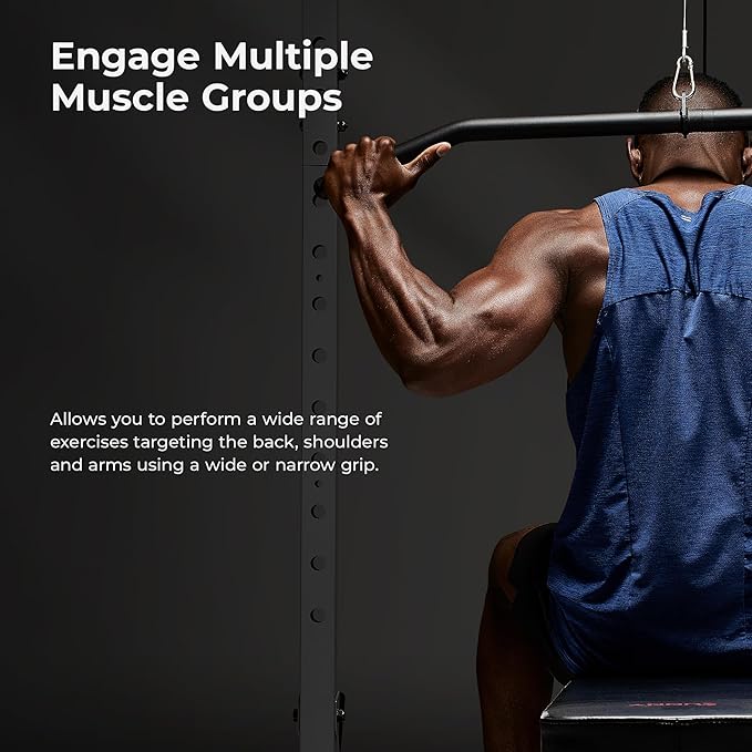 Sunny Health & Fitness Power Cage Squat Rack Upgrade Attachments, Dip Bar, Plate Bar Holder, Belt Squat, J Hook, Lat, Adapter, U Ring, Pull Up Bar, Landmine, Captain's Chair, Tricep Rope For Home Gym