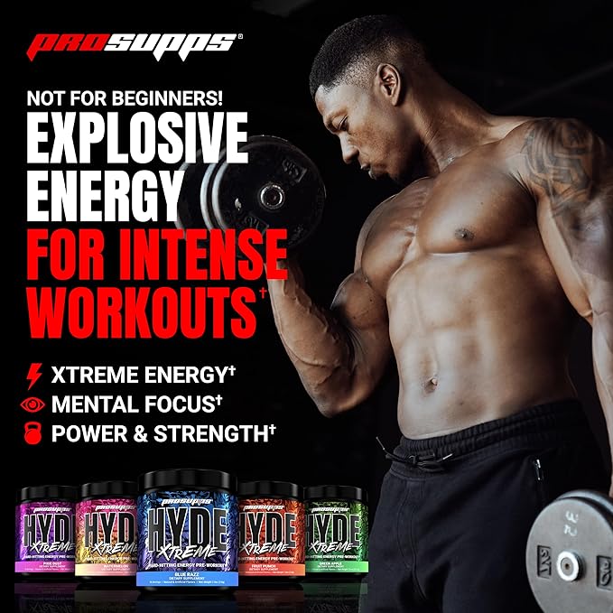 PROSUPPS Mr. Hyde Xtreme Pre Workout Powder with Creatine, Beta Alanine & Caffeine - Extreme Energy, Pumps, Focus & Performance - Fitness & Gym Supplements for Men & Women (Green Apple, 30 Servings)