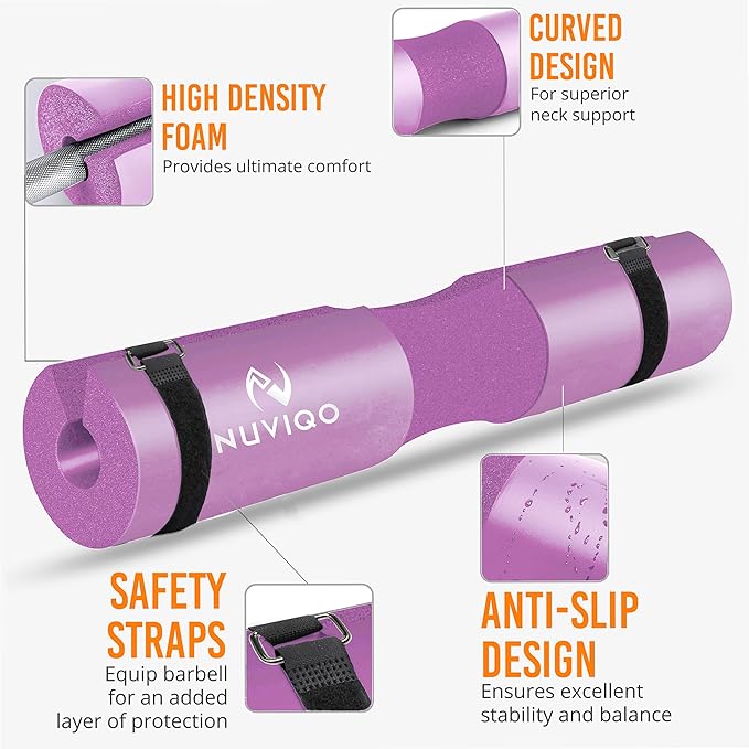Barbell Pad Squat Pad for Lunges and Squats - Hip Thrust Pad for Standard and Olympic Bars - Provides Cushion to Neck and Shoulders While Training