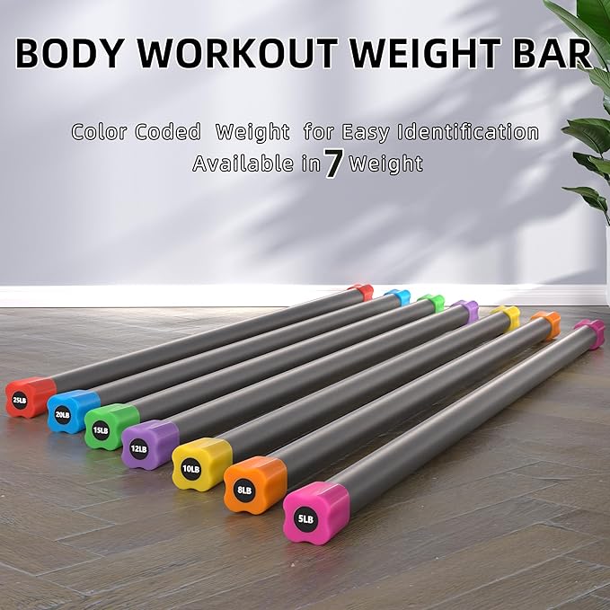 Total Body Workout Weighted Bar Weighted Workout Bar Weighted Exercise Bar, Multiple Sizes