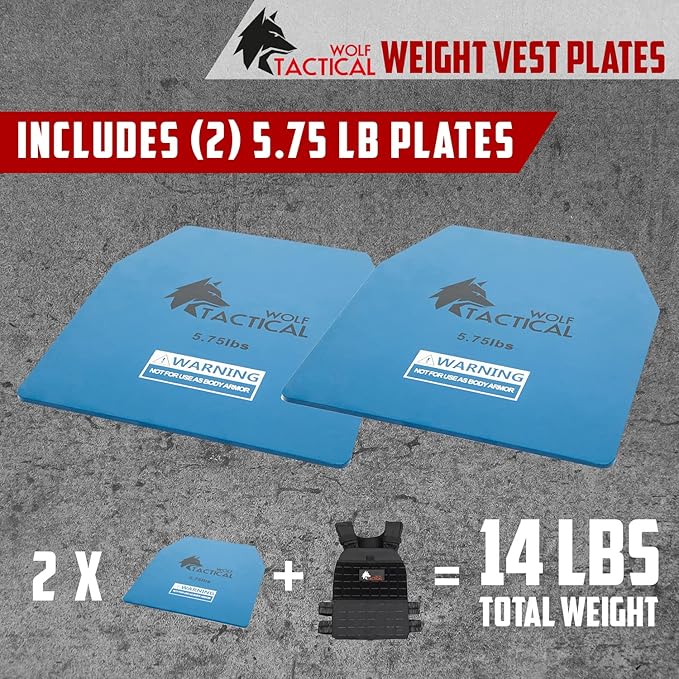 WOLF TACTICAL Weight Vest Plates - 5.75/8.75/14.5/19.75LB Pairs