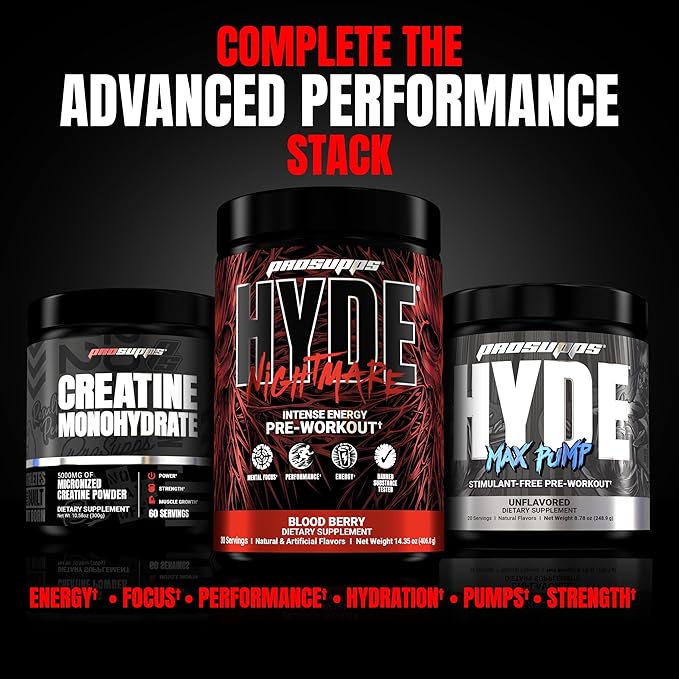 PROSUPPS Mr. Hyde Nightmare Pre Workout Powder with Caffeine & Beta Alanine - Preworkout for Intense Energy, Mental Focus & Performance - Gym & Fitness Supplements (Dragon Fruit, 30 Servings)