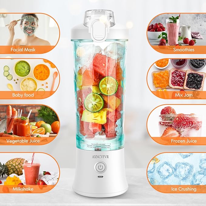 Portable Blender for Shakes and Smoothies 20 oz USB Rechargeable Personal Size High Speed Mini Mixing Juicer,for Shakes and Nut, Juice, Vegetables Baby Food