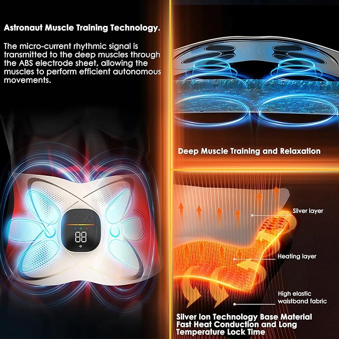 Portable Abdominal Training Belt with Heating Pad