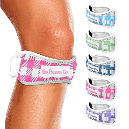 Patellar Tendon Knee Straps, Knee Pain Relief Support Braces, Pack of 2, Adjustable (Pink)
