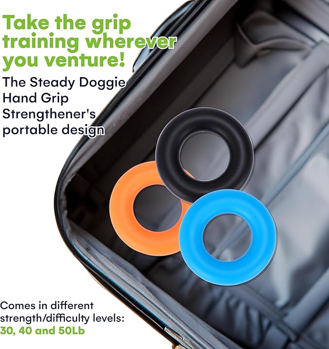 Steady Doggie Strengthener Grip Rings Set of 3 30, 40 40 and 50 Lb