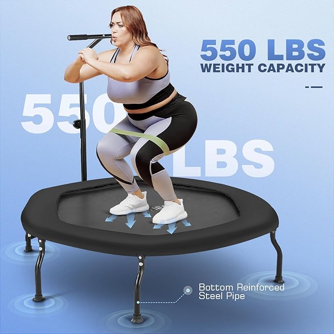 ANCHEER 50" Rebounder Trampoline for Adults- 2025 Foldable 450lbs/550lbs, for