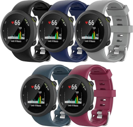 Band for Garmin Forerunner 45 (42mm), Soft Silicone Replacement Watch Band Strap for Garmin Forerunner 45S (39mm) / Swim 2 Smart Watch (No Tracker)