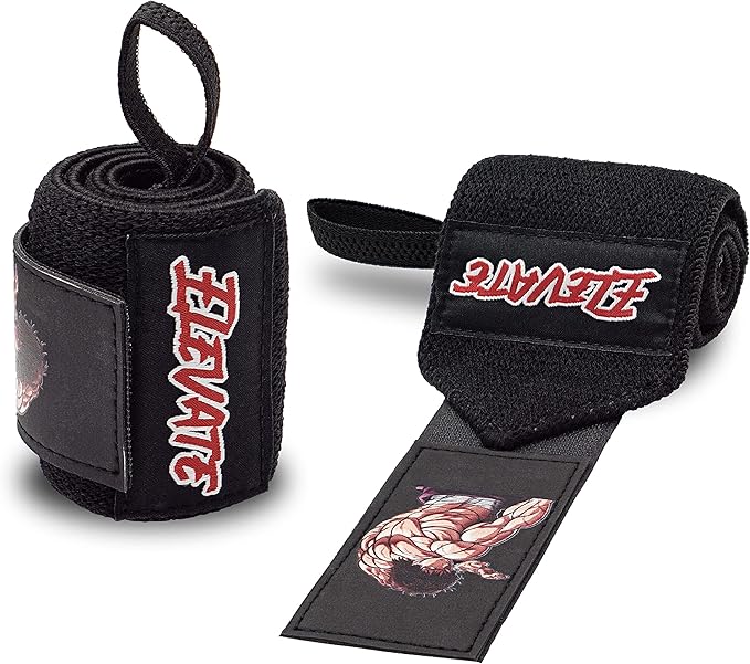 Baki Anime Wrist Wraps (19" Premium Quality) for Powerlifting, Bodybuilding, Weight Lifting - Wrist Support Braces, bench press, gym accessories, gym stuff, lifting accessories, weightlifting straps