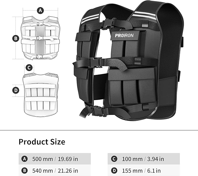 PROIRON Adjustable Weighted Vest 22LB/44LB,1LB/2LB Increment,Fully Adjustable Weight Vest for Men Women, Body Weight Vest for Running Workout Walking Boxing Strength Training Fitness Cardio, Weight Loss,Home Gym Equipment