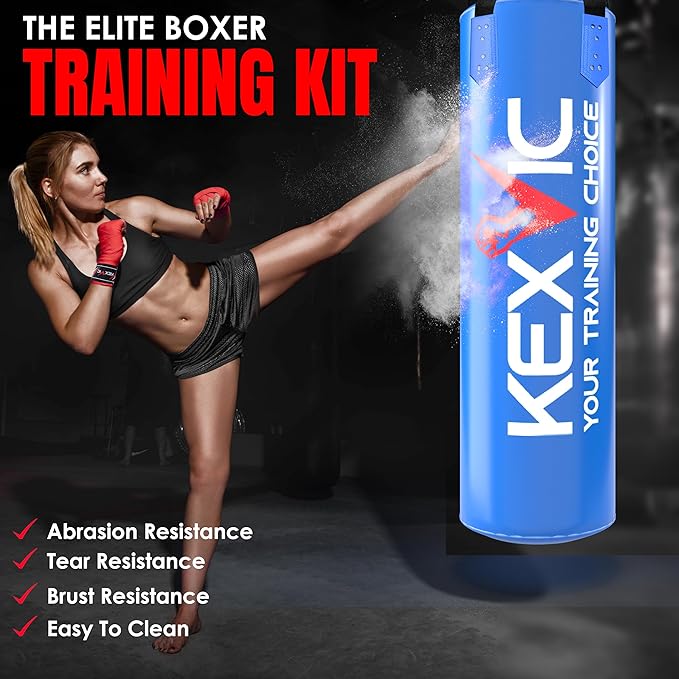 Punching Bag for Adults 4FT- Premium Heavy Duty Boxing Bag Set with 12OZ Boxing Gloves –Unfilled Hanging Kickboxing Bag for MMA, Karate, Judo, Muay Thai and Self Defense Training