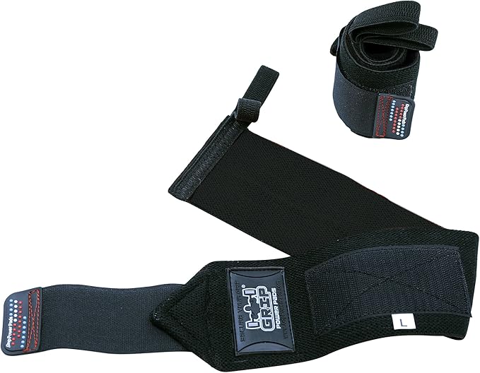 Grip Power Pads Wrist Wraps 2 Wraps for Weight Lifting Wrist Support Cotton Wraps Gym Bandage Straps for Men & Women Premium Quality & PRO Rubber