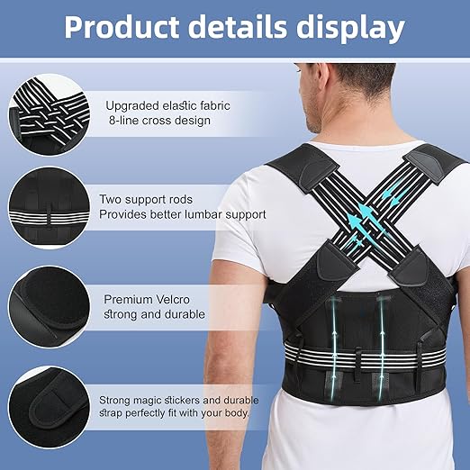 Back Brace Posture Corrector for Women and Men, Upgraded Full Back Brace Support, Adjustable Shoulder Back Support, Upper and Lower Back Pain Relief - Scoliosis, Hunchback, Hump, Thoracic, Spine Corrector (Medium)