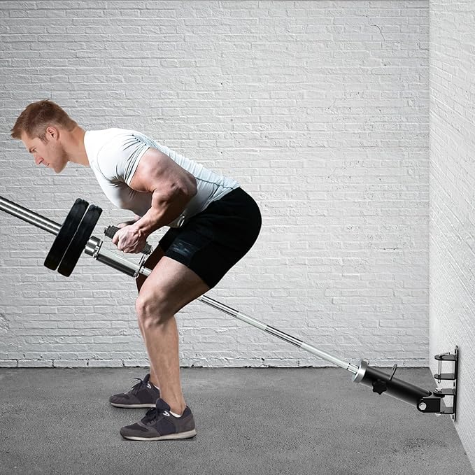Kipika Wall Mount Landmine Attachment for 1" Standard Bar and 2" Olympic Bars - Heavy Duty T-Bar Row Platform with Swivel - Ideal for Home Gym Workouts