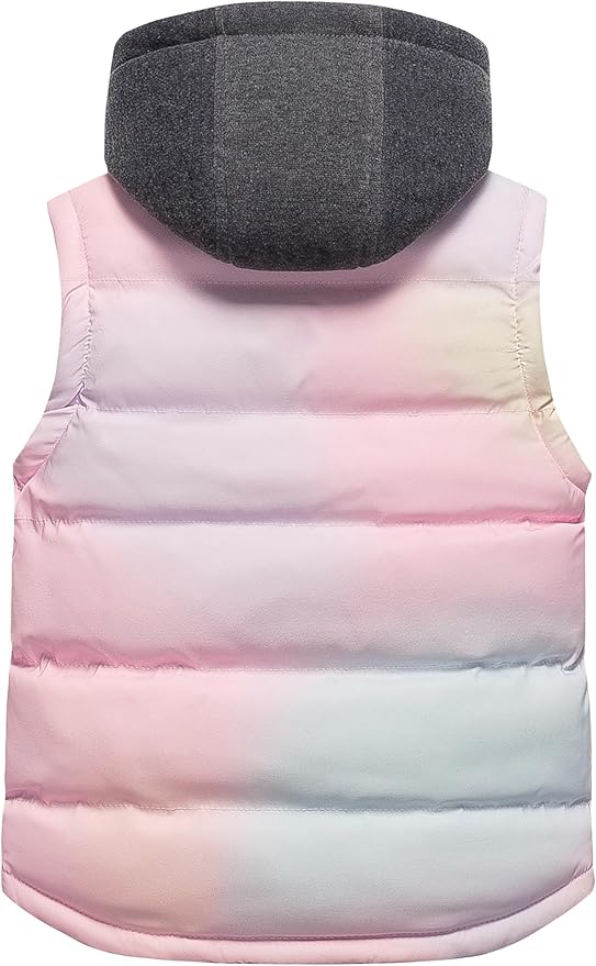 Pursky Girl's and Boy's Warm Puffer Vest Coat Water Resistant Sleeveless Jacket With Detachable Hood for 6-14Y