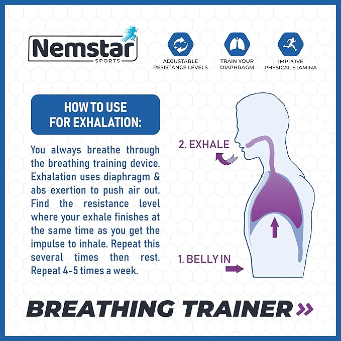 Breathing Trainer Exercise Device - Respiratory Exerciser Device with Adjustable Valve - Exercise Diaphragm and Core Trainer Device o2 Trainer