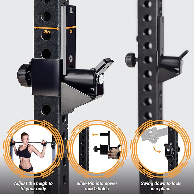 Yes4All Power Rack J-Hooks & Attachments – Heavy Duty Barbell Holders Compatible with 2x2 & 3x3 Power Racks for Home Gym