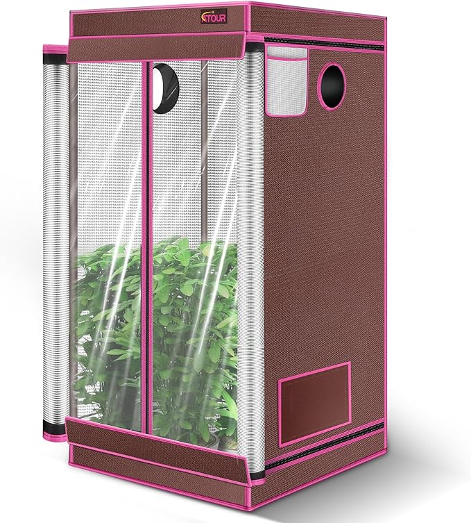 ATOUR 32"x32"x63" Grow Tent, 1680D High Reflective Mylar Hydroponic Grow Tents, Waterproof Grow Tent with Double Cleart Observation Door and Floor Tray, for Indoor Plant Growing