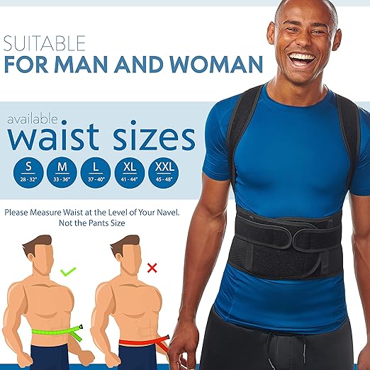 Back Brace Posture Corrector for Men and Women - Adjustable Posture Brace for Upper and Lower Back Pain Relief - Muscle Memory Support Straightener (Medium)