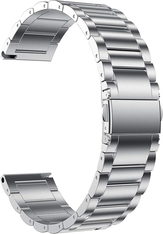 Bands for Garmin Vivoactive 4S, 18mm Stainless Steel Watch Bands for Garmin Venu 2S/Forerunner 255s/255s Music/Vivomove 3S 39mm Bands, Fossil Women's Gen 6/5E 42mm/Gen 4 Q Venture HR Band-Silver