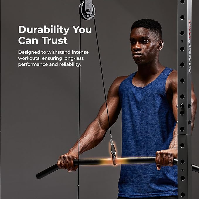 Sunny Health & Fitness Power Cage Squat Rack Upgrade Attachments, Dip Bar, Plate Bar Holder, Belt Squat, J Hook, Lat, Adapter, U Ring, Pull Up Bar, Landmine, Captain's Chair, Tricep Rope For Home Gym