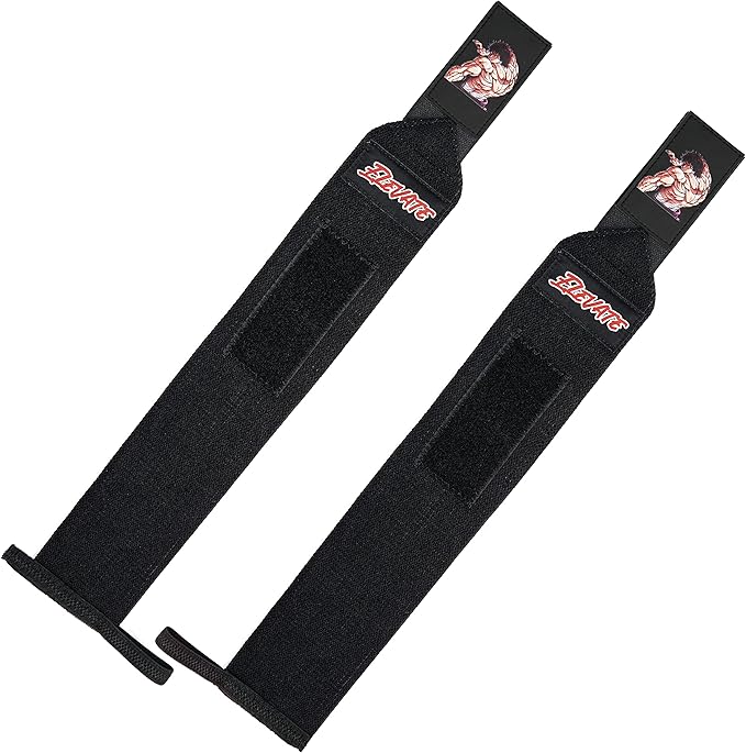 Baki Anime Wrist Wraps (19" Premium Quality) for Powerlifting, Bodybuilding, Weight Lifting - Wrist Support Braces, bench press, gym accessories, gym stuff, lifting accessories, weightlifting straps