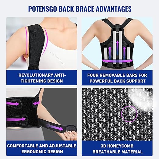 Posture Corrector for Women and Men, Adjustable Back Brace & Straightener for Scoliosis - Hunchback Correction - Back Pain/Spine Corrector/Back Support and Posture Trainer, M(34''-41'')