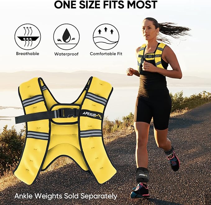 APEXUP Weighted Vest with 5lbs/10lbs/15lbs/20lbs/25lbs/30lbs Weights and Reflective Stripe, Weight Vest Men Women for Workout, Strength Training, Running