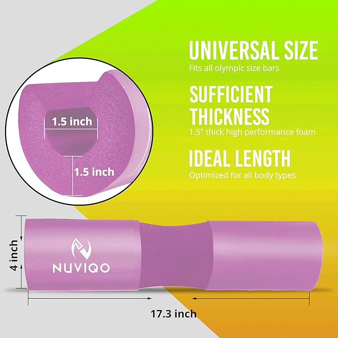 Barbell Pad Squat Pad for Lunges and Squats - Hip Thrust Pad for Standard and Olympic Bars - Provides Cushion to Neck and Shoulders While Training