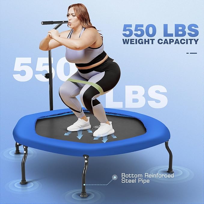 ANCHEER 50" Rebounder Trampoline for Adults- 2025 Foldable 450lbs/550lbs, for