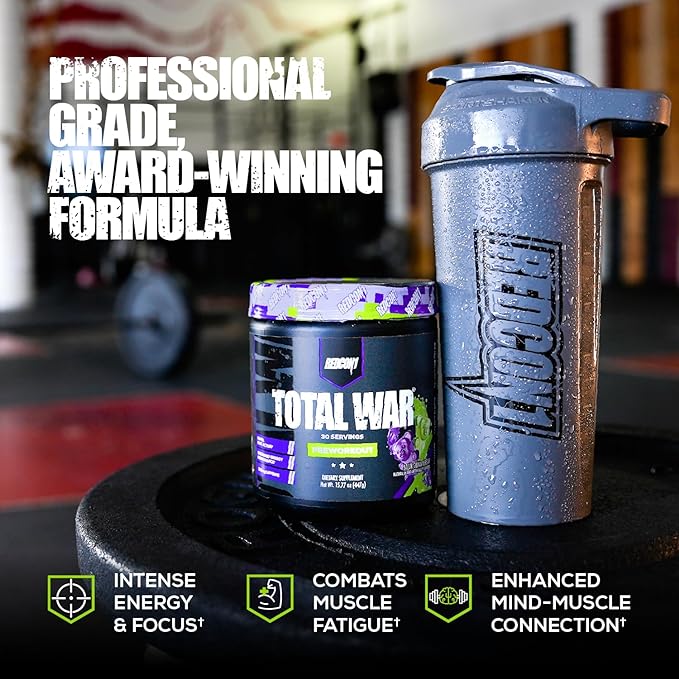 REDCON1 Total War Pre Workout Powder, Cherry Lime - Endurance, Alertness, Pump Boosting Citrulline Malate & Beta Alanine - Fast Acting, Caffeinated Preworkout for Men & Women (15 Servings)
