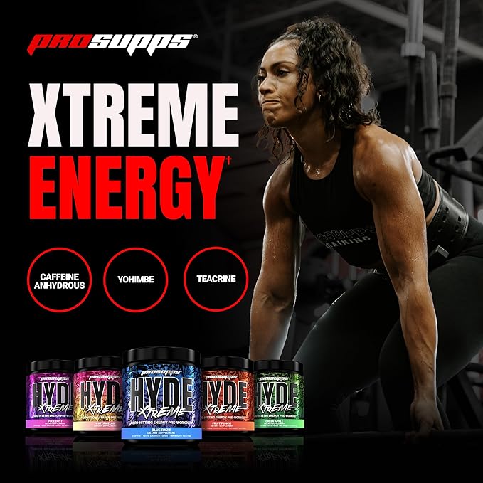 PROSUPPS Mr. Hyde Xtreme Pre Workout Powder with Creatine, Beta Alanine & Caffeine – Extreme Energy, Pumps, Focus & Performance - Fitness & Gym Supplements for Men & Women (Blue Razz, 30 Servings)