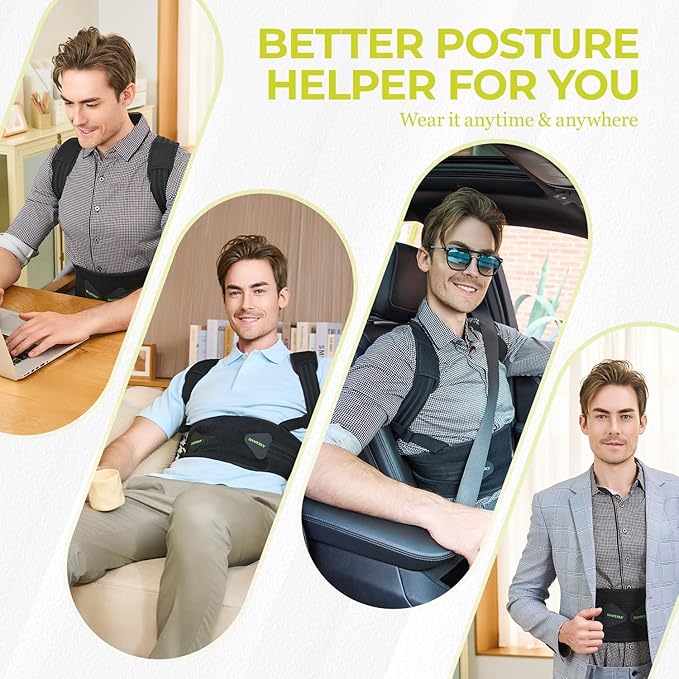 Posture Corrector for Back Support: Relief Shoulder Lumbar Upper Lower Pain for Hunchback Scoliosis - Adjustable Back Brace for Women & Men (Small/M)