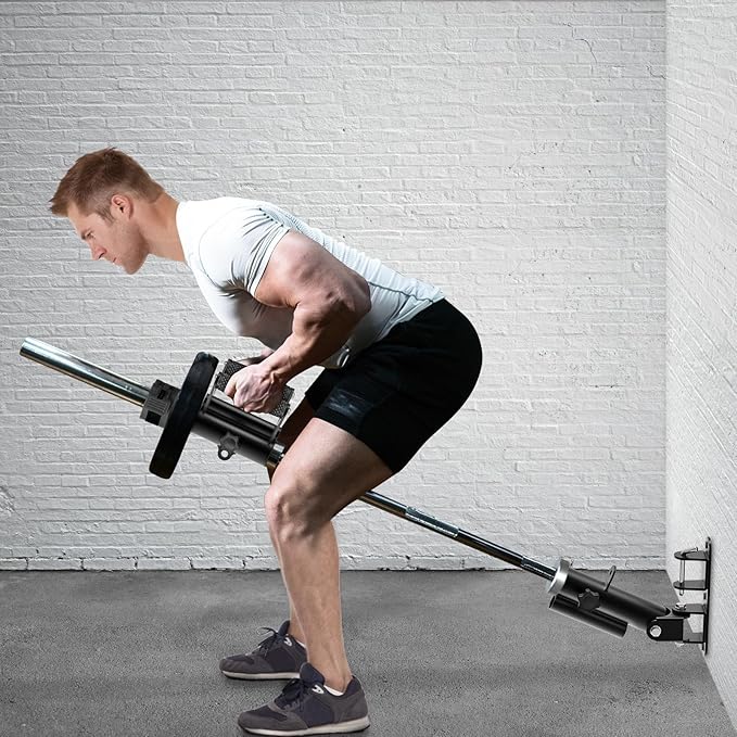 Kipika Wall Mount Landmine Attachment for 1" Standard Bar and 2" Olympic Bars - Heavy Duty T-Bar Row Platform with Swivel - Ideal for Home Gym Workouts