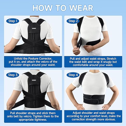 Back Brace Posture Corrector for Men and Women, Adjustable Shoulder Straightener Full Back Support, Upper and Lower Back Brace for Pain Relief, Scoliosis, Hunchback, Hump (X-Large)