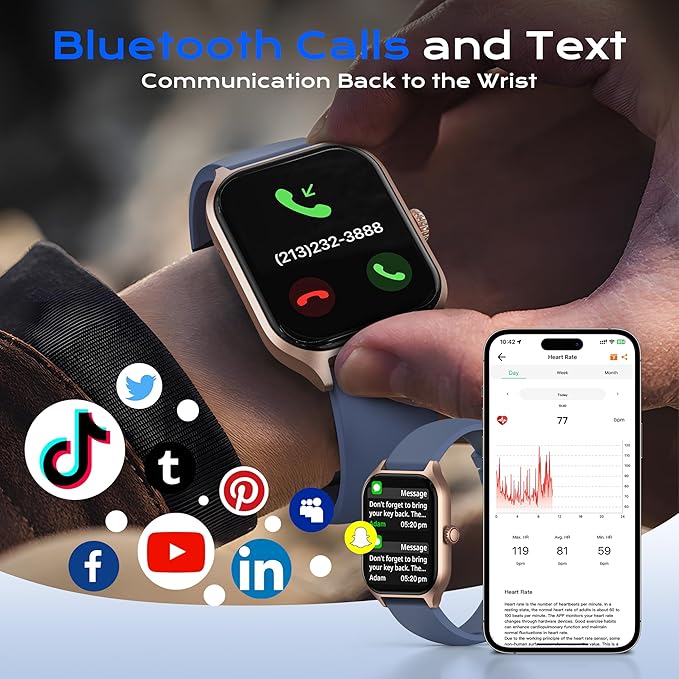 AI ChatGPT Translation Smart Watch, Titanium Alloy IP68 Waterproof,Heart Rate & Sleep Monitor, Fitness Tracker, OLED Display, Multi-Sport Modes, with 144 Real-Time Languages, Blue