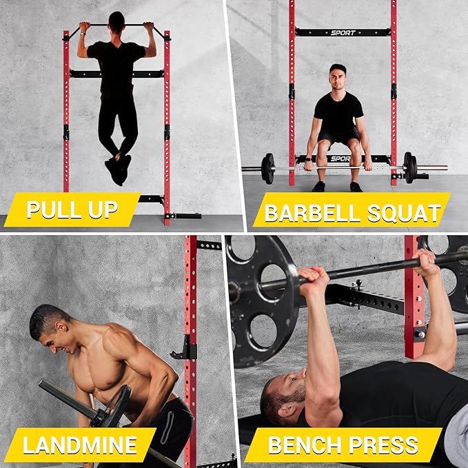 Folding Squat Rack for Home Gym 2.36" x 2.36" Folding 1000 LBS