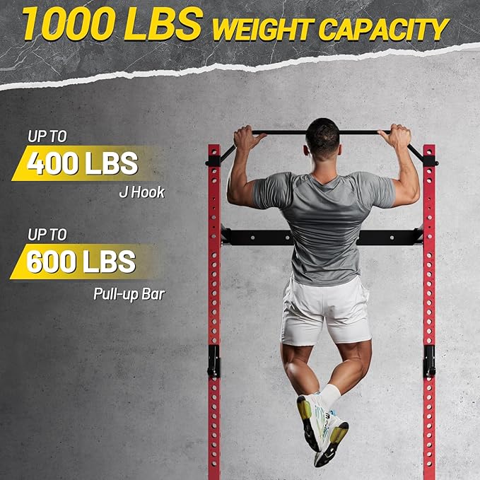 Folding Squat Rack for Home Gym 2.36" x 2.36" Folding 1000 LBS