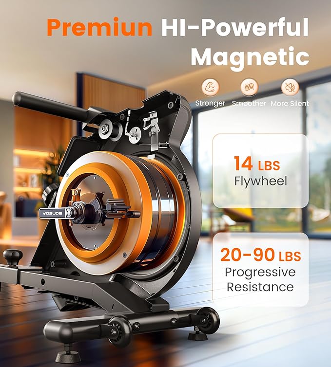 YOSUDA Magnetic/Water Rowing Machine 350 LB Weight Capacity - Foldable Rower for Home Use with Bluetooth, App Supported, Tablet Holder and Comfortable Seat Cushion