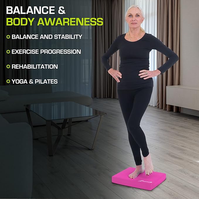 ProsourceFit Exercise Balance Pad – Large Cushioned Non-Slip Foam Mat & Knee Pad for Fitness, Stability Training, Physical Therapy, Yoga 15"x19"